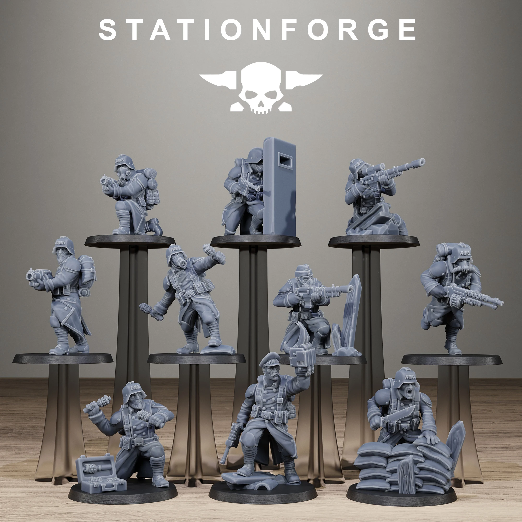 トレンチレイダース-ステーションフォージ-ミニチュアセット-テーブルトップウォーゲームアクセサリー-未塗装グレー
