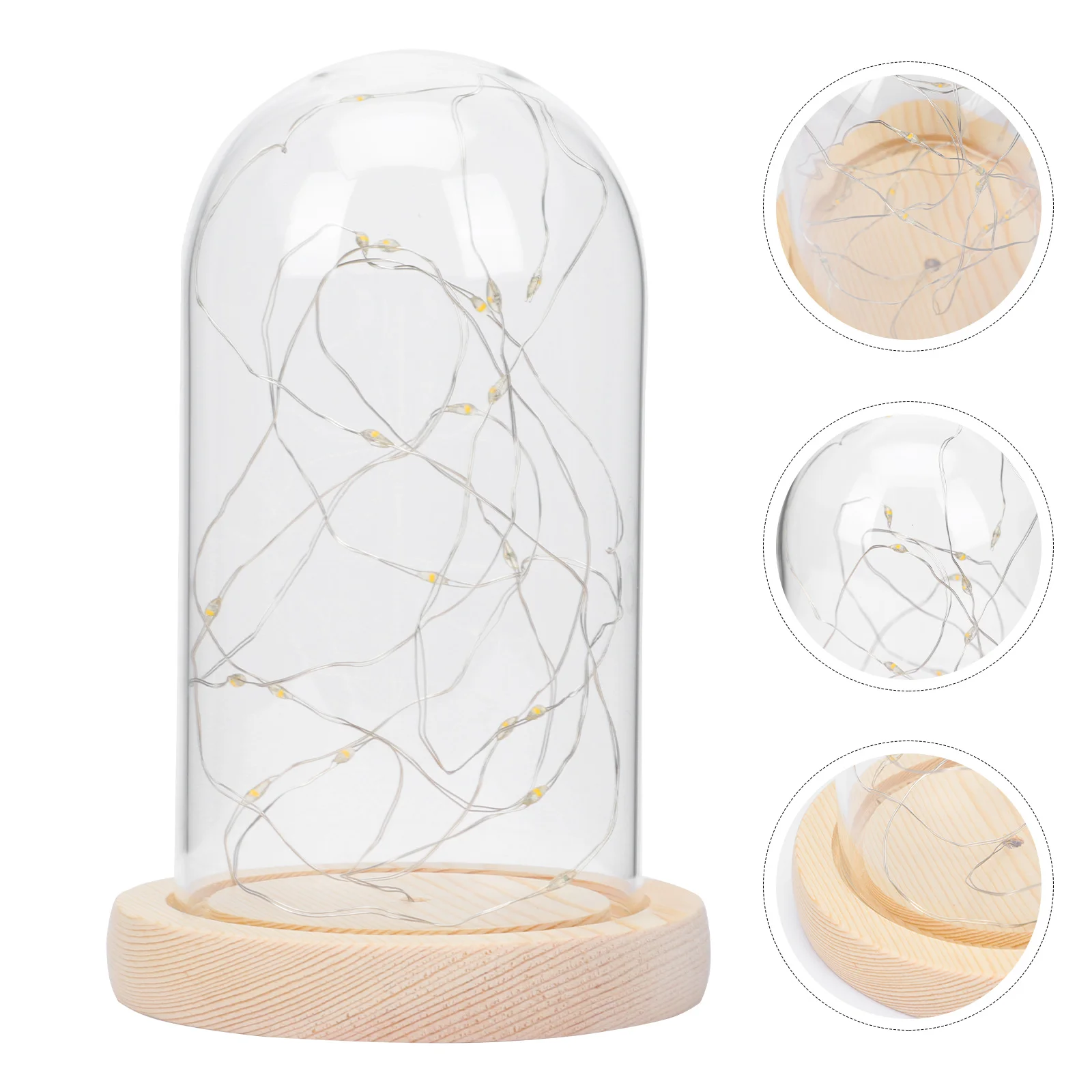 

1pc Led Stars Dome String Light Ornament Desktop Decorative Craft Luminous Glowing Glass Cover Copper Wire Light