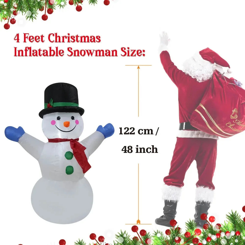 Christmas Inflatable Outdoor Decor Built-In Colorful LED Snowman Penguin Gingerbread Man Santa Claus Indoor Outdoor Winter Decor