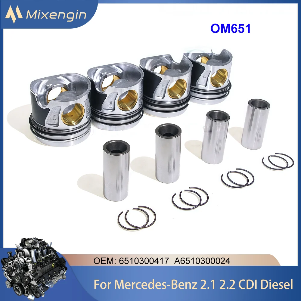 Engine Parts Piston Kit with rings For Mercedes-Benz OM651 2.1 2.2 2143cc CDI Diesel C180 C200 C220 C250 C300 CLS220 CLS250 E200