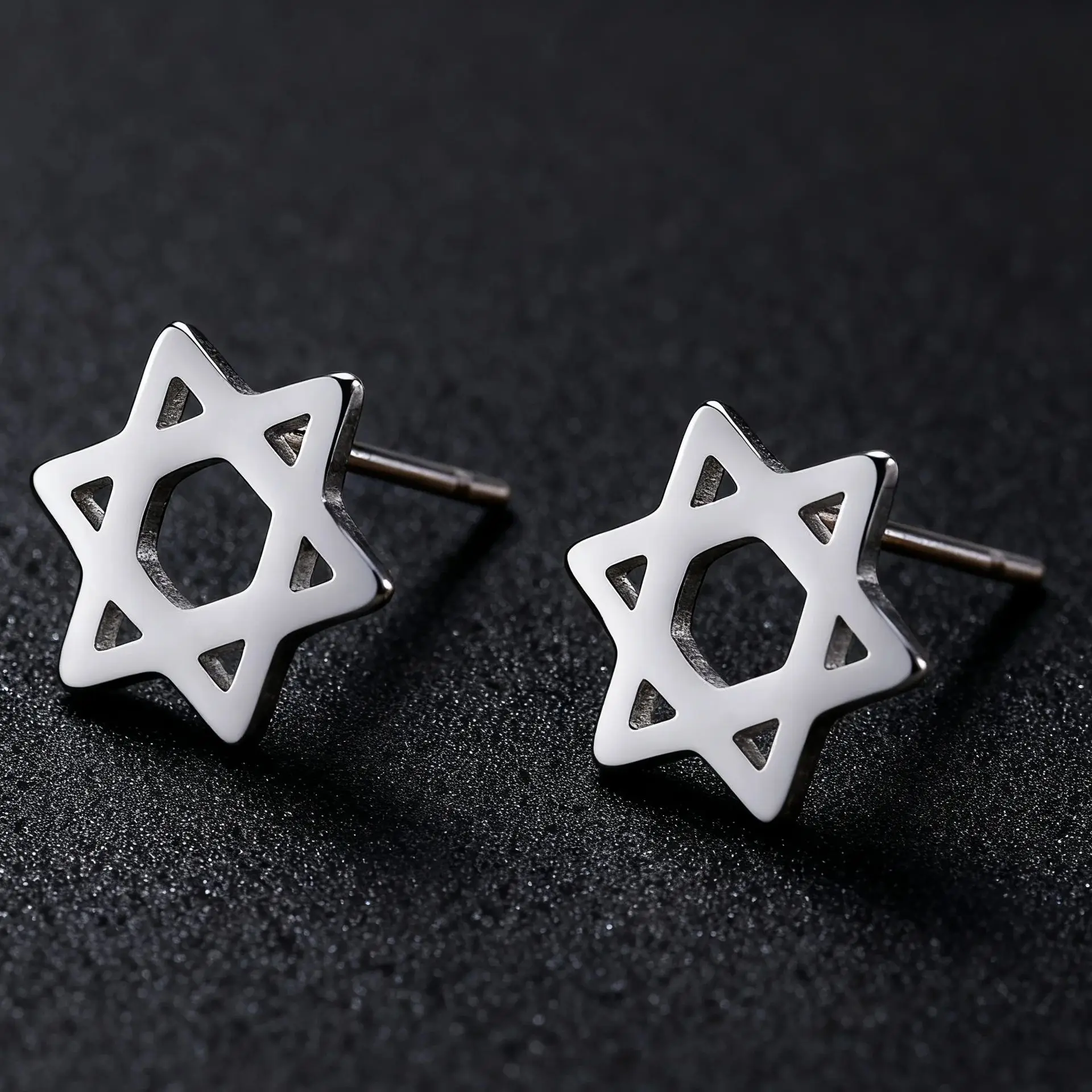 My Shape Punk Star of David Stud Earrings for Women Men Stainless Steel Earring Hip hop Cool Ear Accessories Party Jewelry Gifts