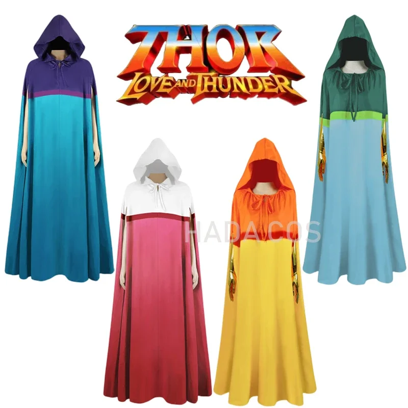 NEW Thor Love and Thunder Cosplay Costume Cloak Cape Colorblock Coat Halloween Carnival Role Play Man Woman Clothes 2022