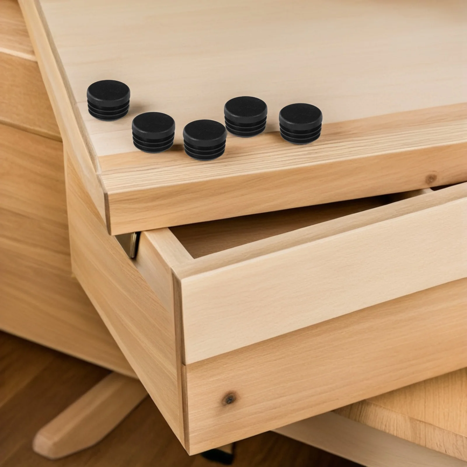 

120Pcs Plastic Chair Leg Caps Round Furniture Leg End Protectors 19mm Inner Diameter Tube Covers Black Plastic Plugs