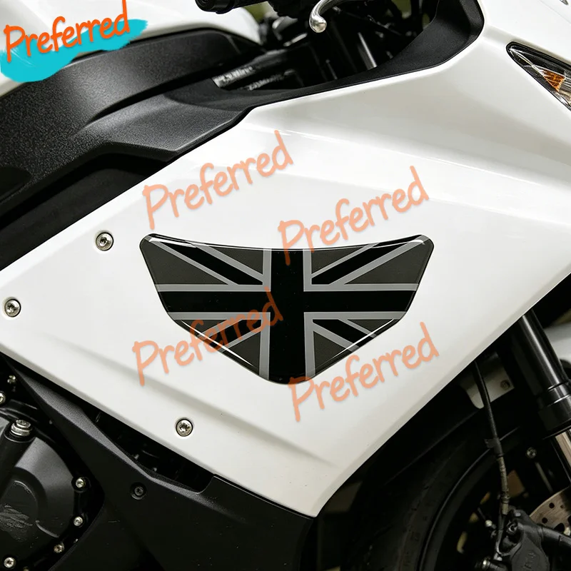 England Union Jack GB United Kingdom Black & 2 Tone Grey UK Car - Motorcycle Sticker GLOSS DOMED GEL- HIGH GLOSS DOMED GEL