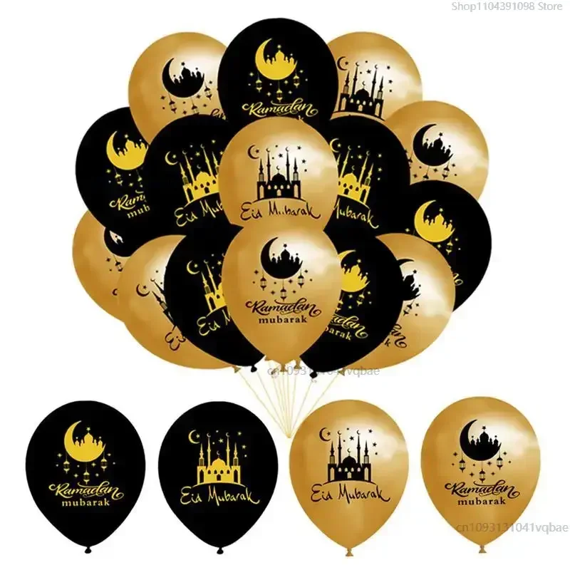 Black Gold Theme 12 Inch Moon Castle E Party Decoration Black Gold Printed Latex Balloon Party Decoration Birthday Party Balloon