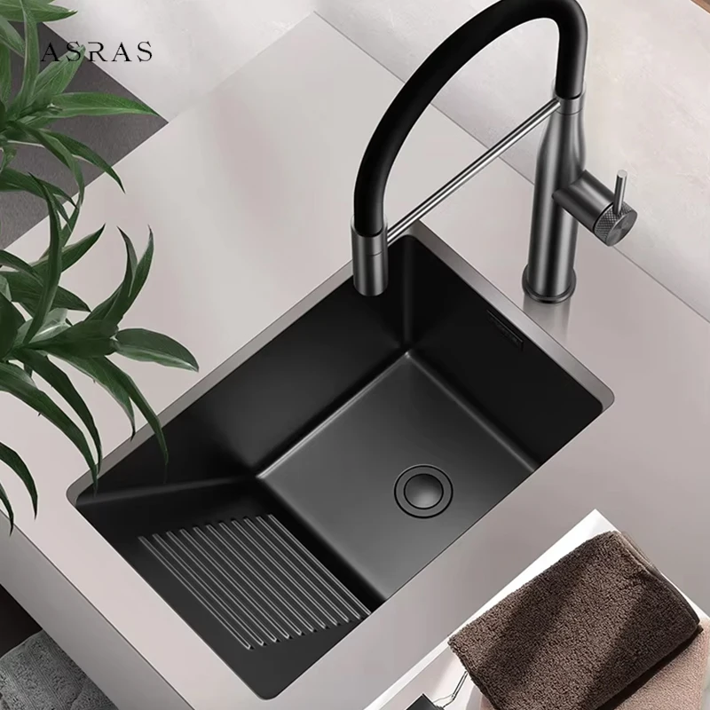 ASRAS Nanometre SUS 304 Stainless Steel Handmade Washboard Mini Sinks 220mm Depth Balcony Wash Basin Sinks