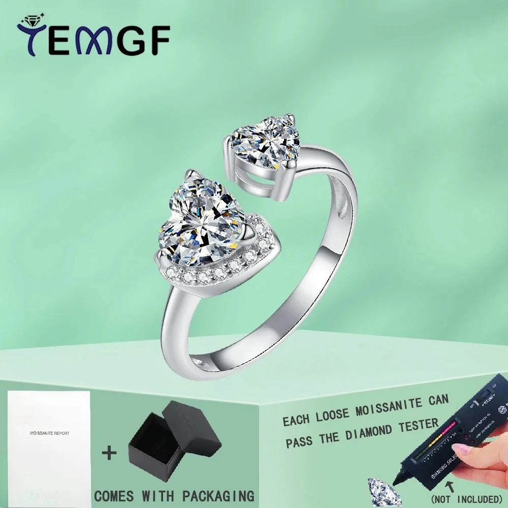 

TEMGF Fashion Irregular Heart Ring Resizable for Women New 925 Sterling Silver Proposal Engagement Sparkling Luxury Fine Jewelry