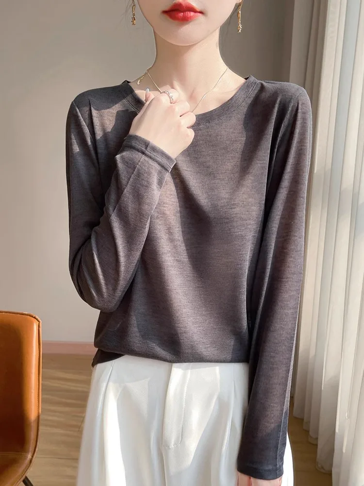 Sli ラウンドネニットセーター女性ルーズスリミングロングスベベース irt シンプルなアウターウェア快適な通気性