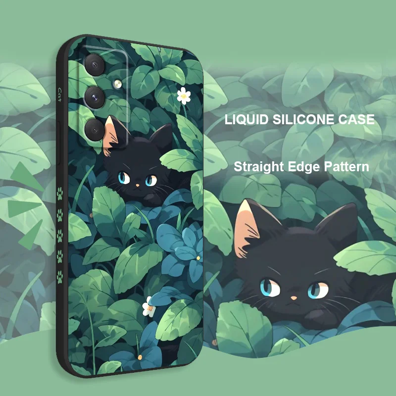 Grass Cat Phone Case For Samsung Galaxy A55 A35 A25 A15 A05 A05S A54 A34 A24 A14 A04 A04S A04E 4G 5G Cover