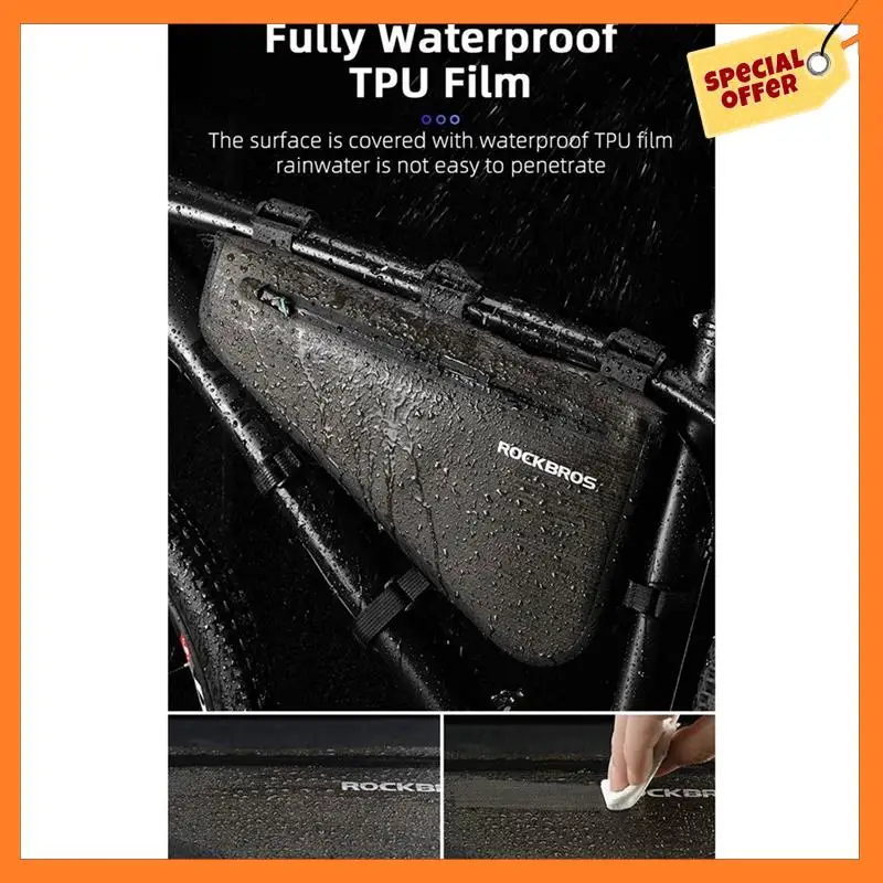 

AD08-ROCKBROS Waterproof Bike Bag Bicycle Bag Pannier 5L Capacity MTB Frame Bag Triangle Bag