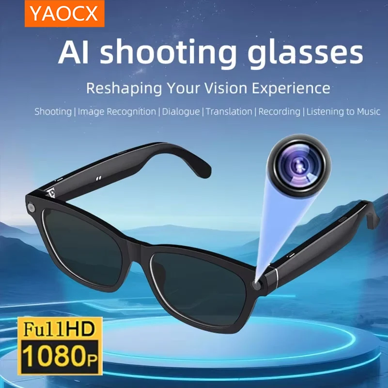YAOCX V03-T5 الذكية AI نظارات HD كاميرا 1080P مسجل فيديو الحياة مقاوم للماء آل ترجمة صوتية الأزرق دعوة النظارات الشمسية نظارات #1