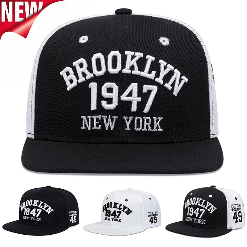 1947 Brooklyn Embroidery Snapback Hat High Quality Baseball Cap Men's Versatile Pattern Casual  Adjustable Hip Hop Sports Hat