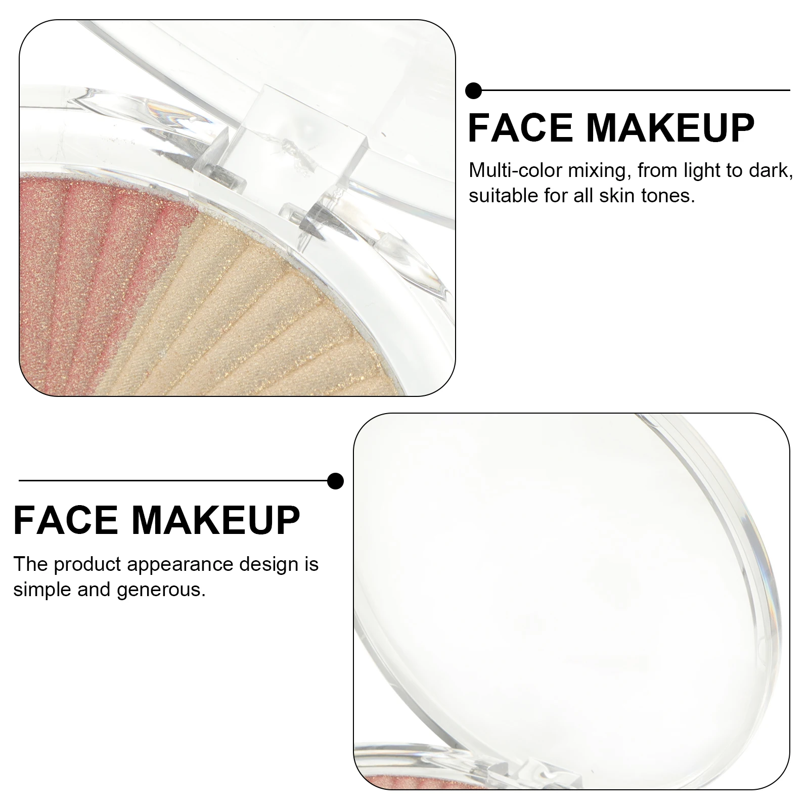 1 Caja de Iluminador Facial Compacto para Mujeres, Acabado Natural, Maquillaje para Todos los Tonos de Piel, Polvo Brillante para Contorno Facial