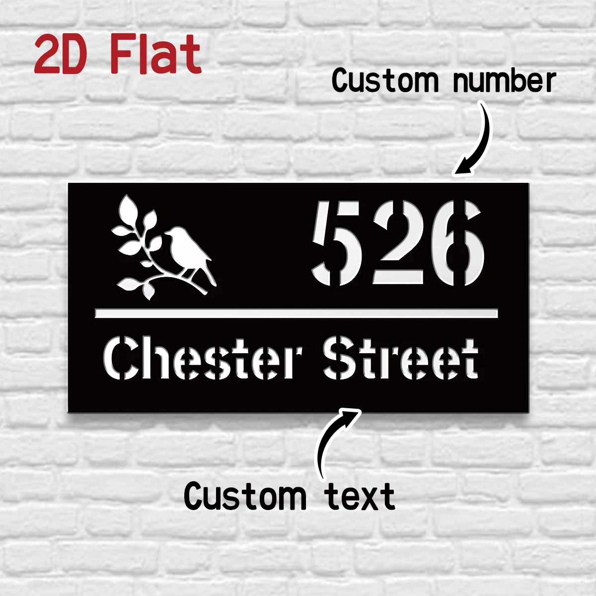 1pc Custom Number&Text  Bird Tree Acrylic Double Layer House Number Sign,Address Door Number,Home ApartmentMailbox Street Decor