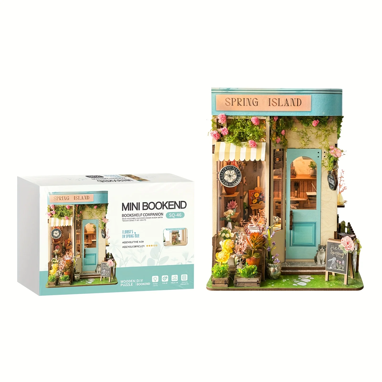 

Handmade assembled model - book stand for 3D model of a house, bedroom, office, study, desktop decoration item, family and friends, birthday, school opening season, Halloween, Christmas, New Year's Day, Valentine's Day, Easter, gift - Spring Island SQ-46