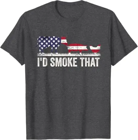 I'd Smoke That Patriotic BBQ American Flag 4th of July Herren-T-Shirt BBQ Barbeque Der beste Begleiter für PitMaster. Das Pit-Crew-T-Shirt – Detail 12
