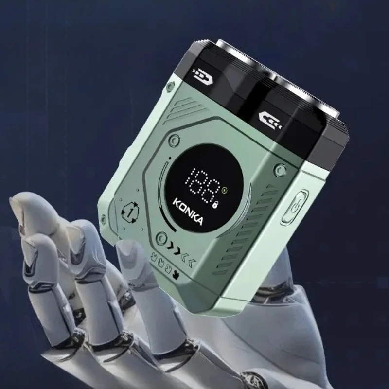 ماكينة حلاقة كهربائية جديدة مزدوجة الشفرات من كونكا للرجال عالية الطاقة مع شاشة رقمية وعمر بطارية طويل ماكينة حلاقة محمولة مثالية للسفر