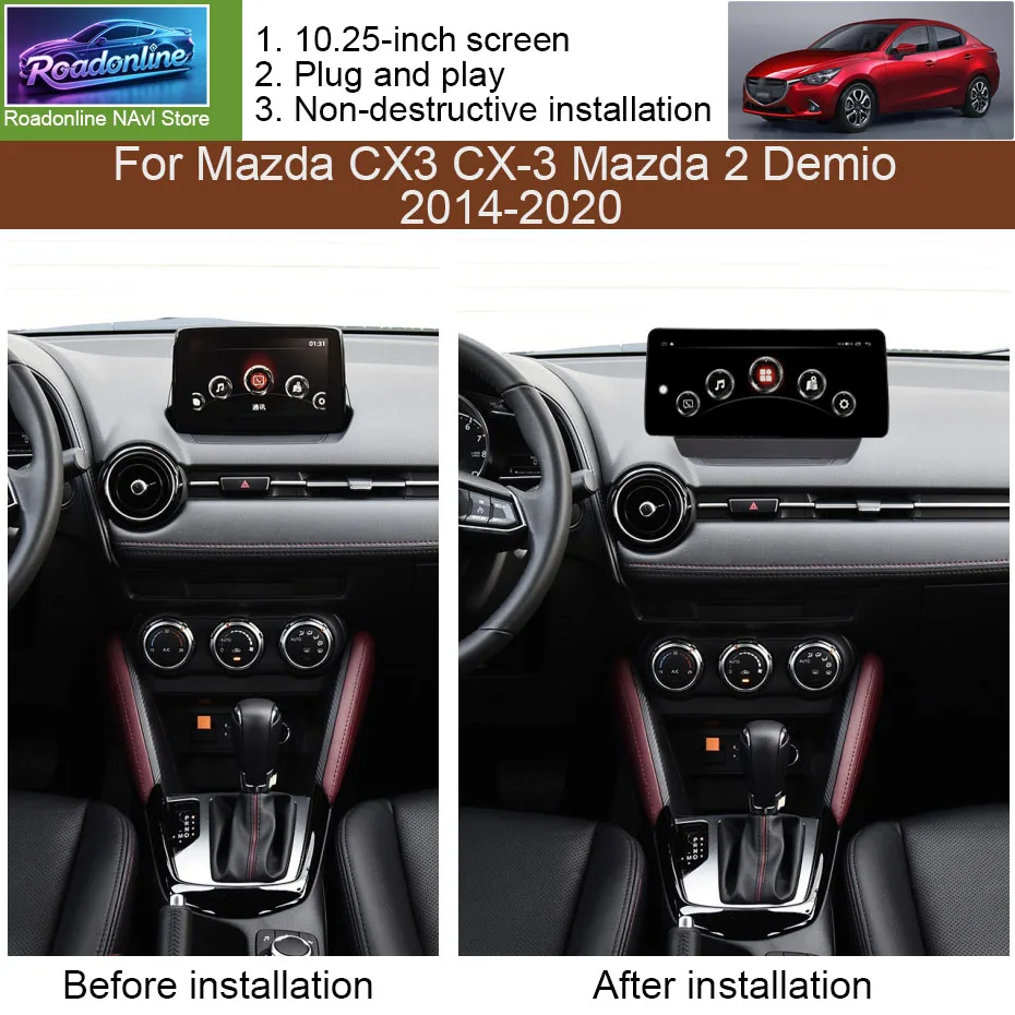 10.25 Inch Android 16 Car Radio For Mazda CX3 CX-3 Mazda 2 Demio 2014-2020 Multimedia Video Player CarPlay 4G WIFI