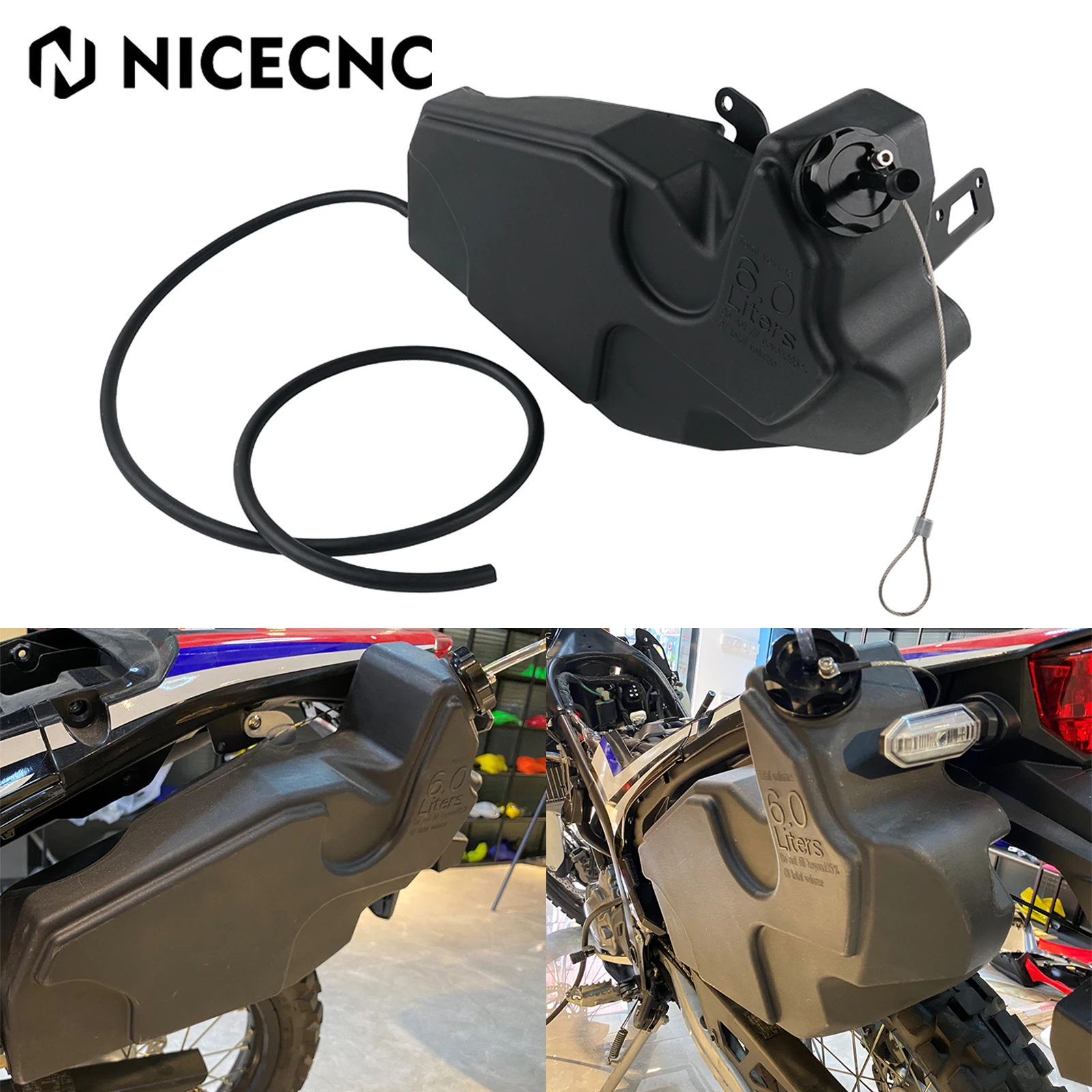 

For Honda CRF250L Rally 2017-2022 6L 1.5 Gallons Auxiliary Tank Gas Fuel Tank Petcock With Cap CRF 250L Rally 2017 2018 2019