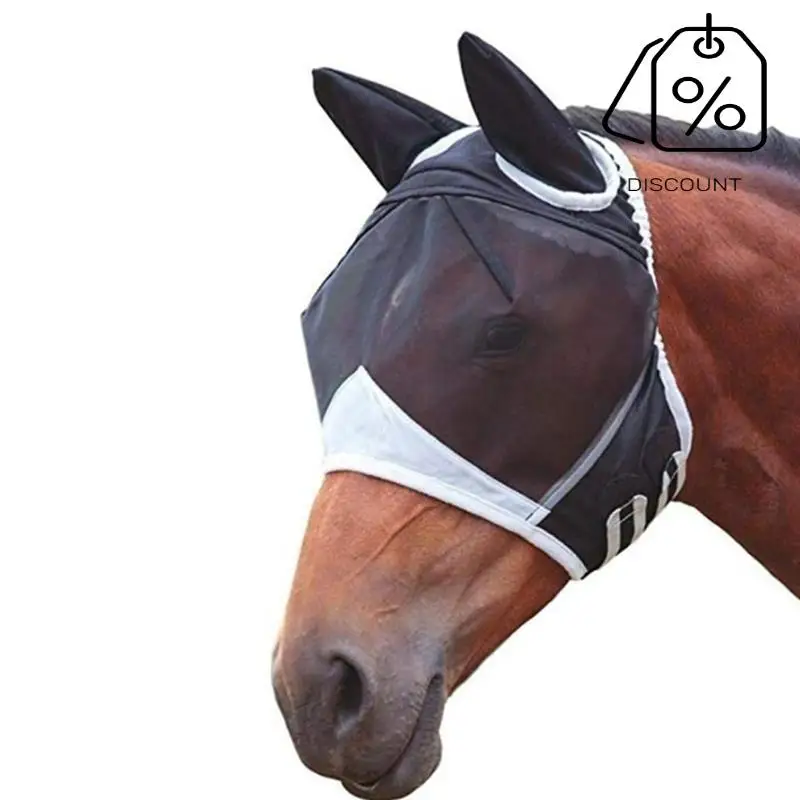 Maska na muchy z uszami, maska ​​konia przeciw komarom i owadom, maska ​​komfortowa Ma Chao, maska ​​​​głowy konia-B60B