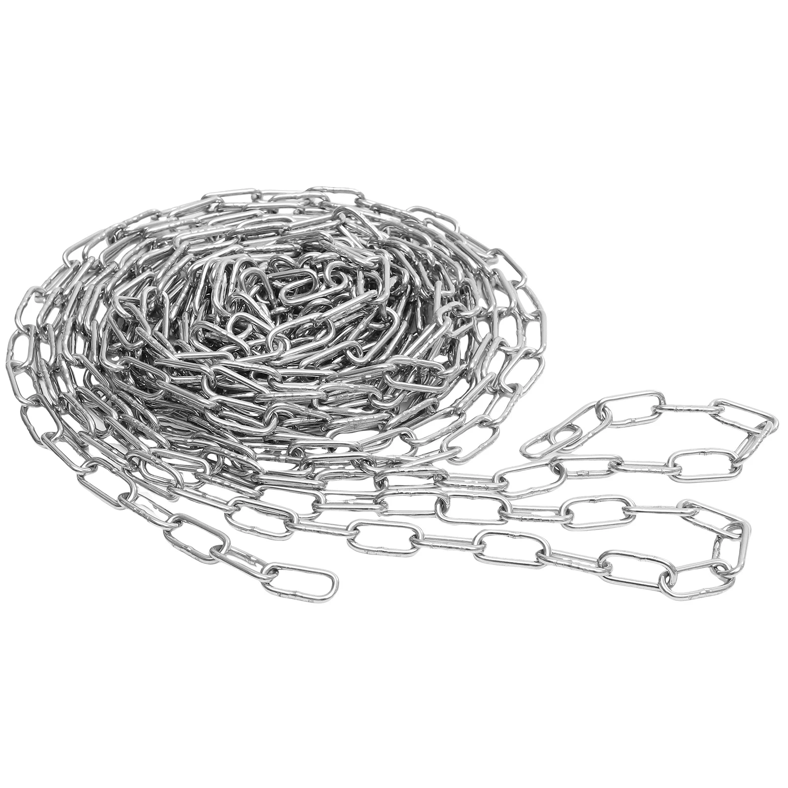 Catena in ferro zincato argento Collegamenti da 2 pollici Barriera di sicurezza resistente lunga 25 piedi per uso interno ed esterno nei marziali e supermercati