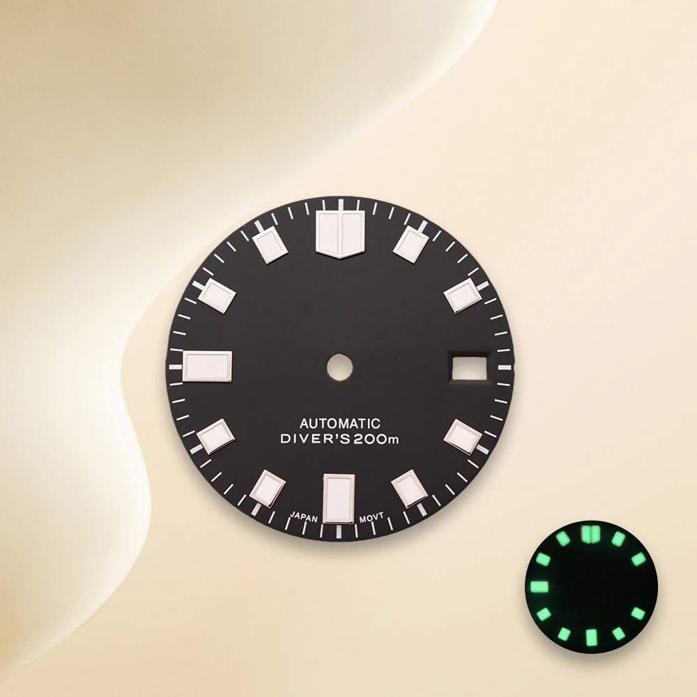 Cadran de plongée avec Logo S NH35, 28.5mm, motif solaire, pour mouvement NH35/NH36/4R/7S C3, accessoires de Modification de montre lumineux vert