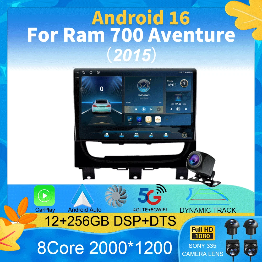 Pour Ram 700 Aventure 2015 Android 15 Auto autoradio multimédia lecteur vidéo GPS Navigation stéréo 2DIN 2 din WIFI Carplay