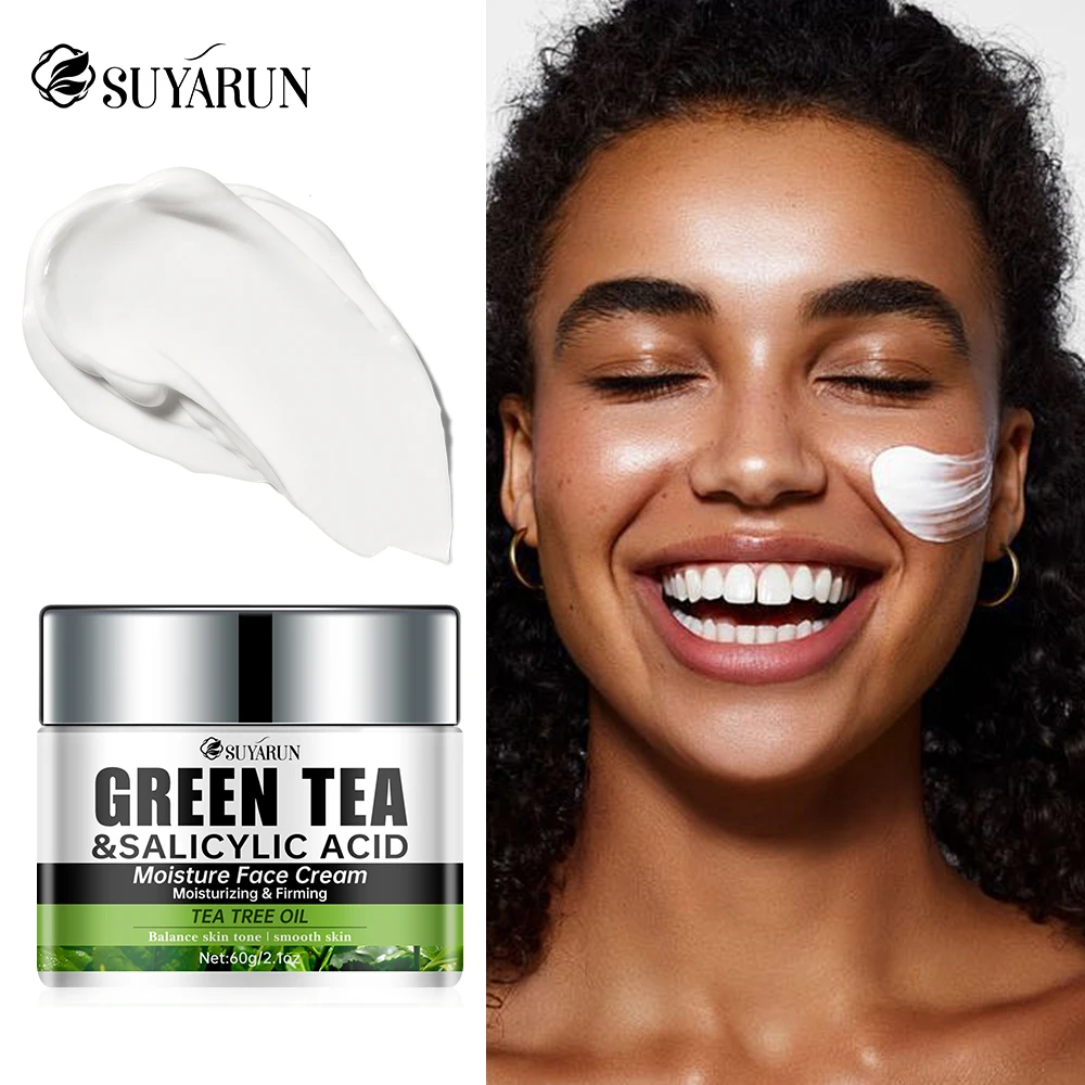 SUYARUN Plant squalane Camelia crema de té verde, hidratante antienvejecimiento, cuidado natural de la piel para pieles secas y sensibles.