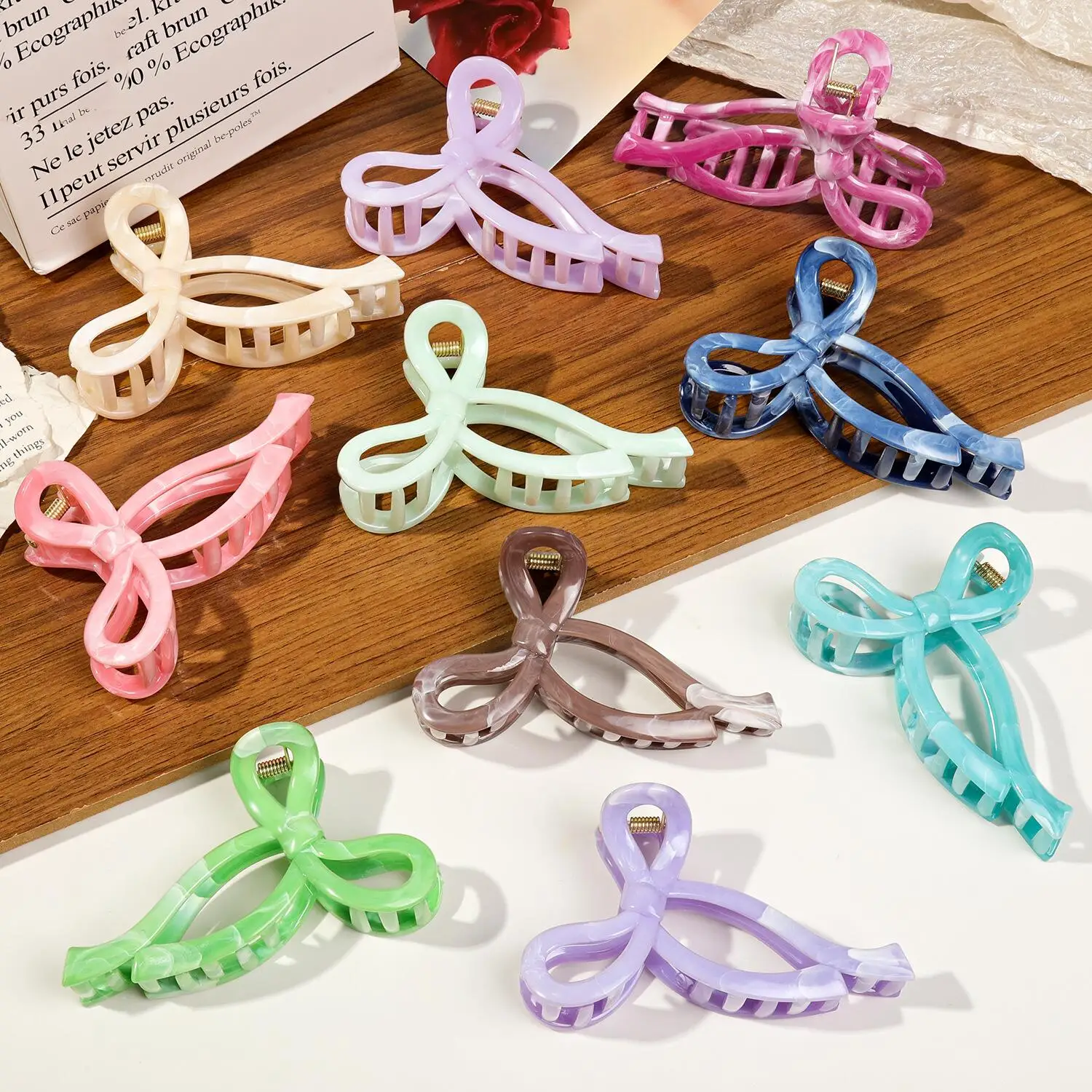 Ponytail Acrylic Hair Claw Grab Bow Large Hair Clip Geometric Hollow Square Hairpins Barrettes for Women Girls Hair Accessories image 4