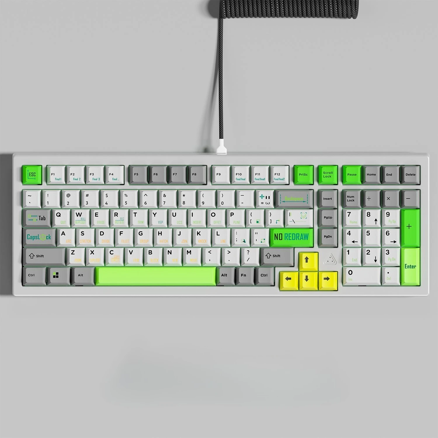 169 Keys CAD Retro Non-redrawn Keycaps Green Sublimation Cherry Height For DIY Machinery Keyboard