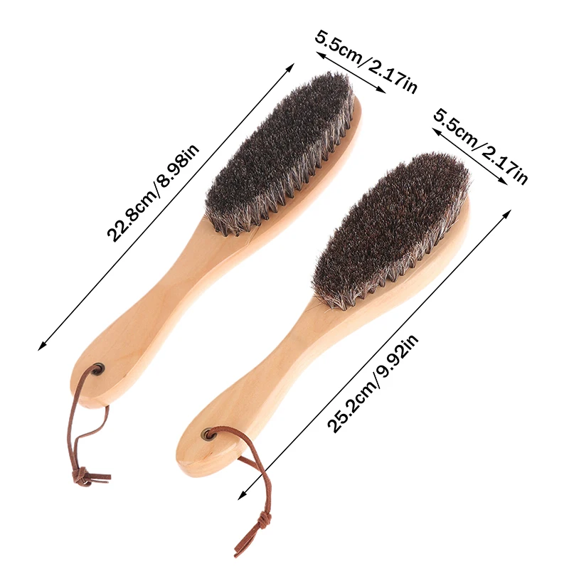 Soft Horsehair Laundry Cleaning Brush Anti-Static Cleaning Care Brush Horse Hair Brush Wooden Handle Shoe Polish Brush