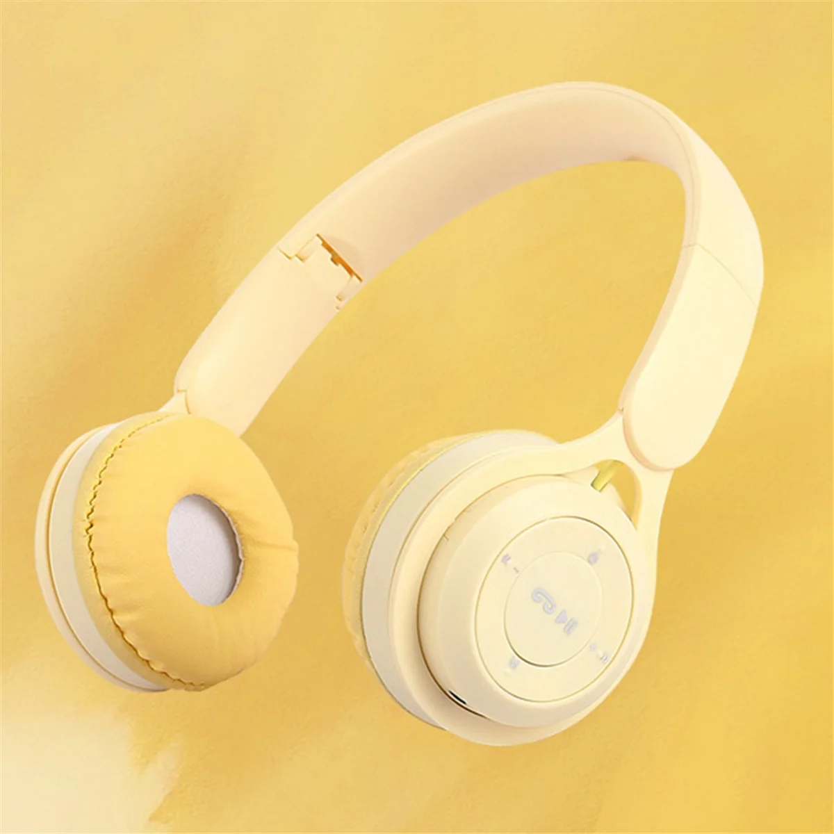 Auriculares inalámbricos con Bluetooth Y08 para niños, cascos portátiles plegables, color amarillo