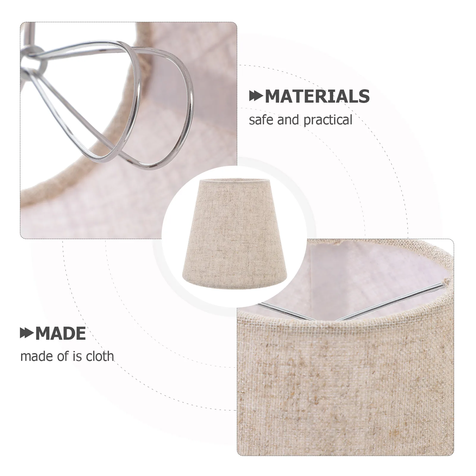 

Cloth Lamp Shade Table Lampshade 9x14x13 Linen Color Fit Bulb 5cm Iron Base Decorative Fabric Cover Replacement