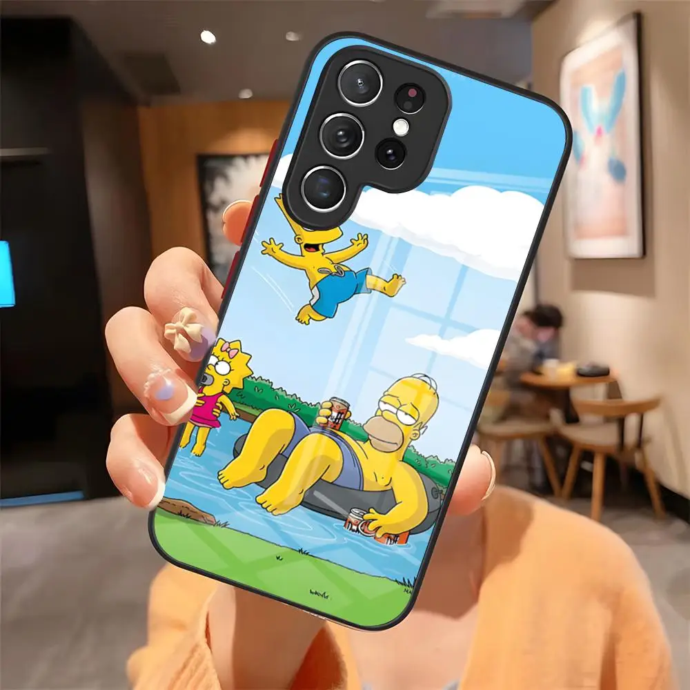 Lustige S-Simpsons Handyhülle für Samsung S26 S25 Edge Ultra 24 23 22 21 Ultra Plus Fe A55 56 15 4G 5G Glasabdeckung