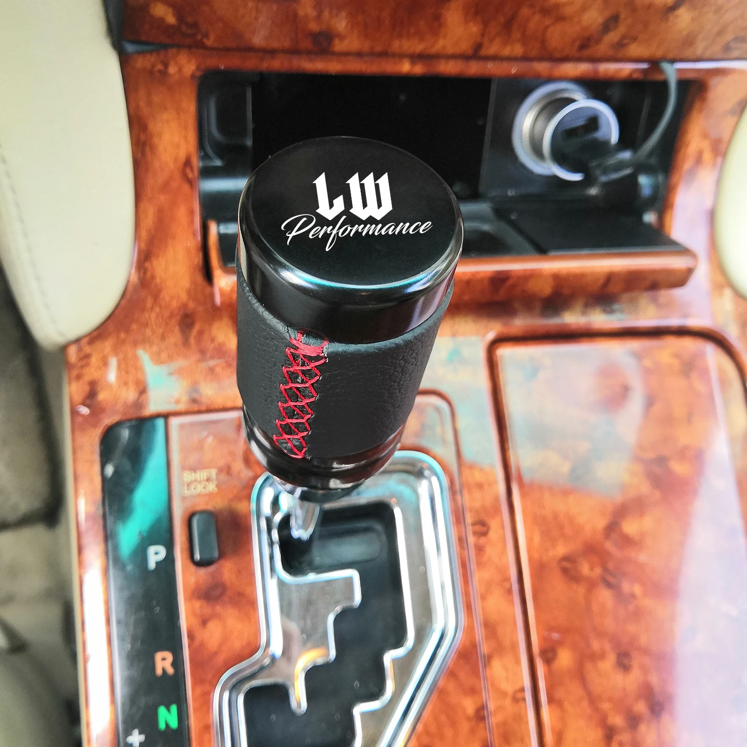 LW 85mm مقبض ناقل حركة السيارة الألومنيوم والجلود ناقل الحركة اليدوي عصا شيفتر رافعة #6