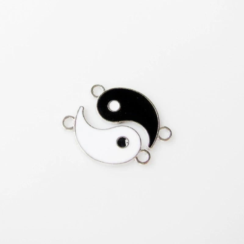 20 stücke weiß schwarz Emaille Yin Yang Tai Chi Charms Legierung verbinden Anhänger passen Halsketten Armbänder DIY Schmuck Zubehör