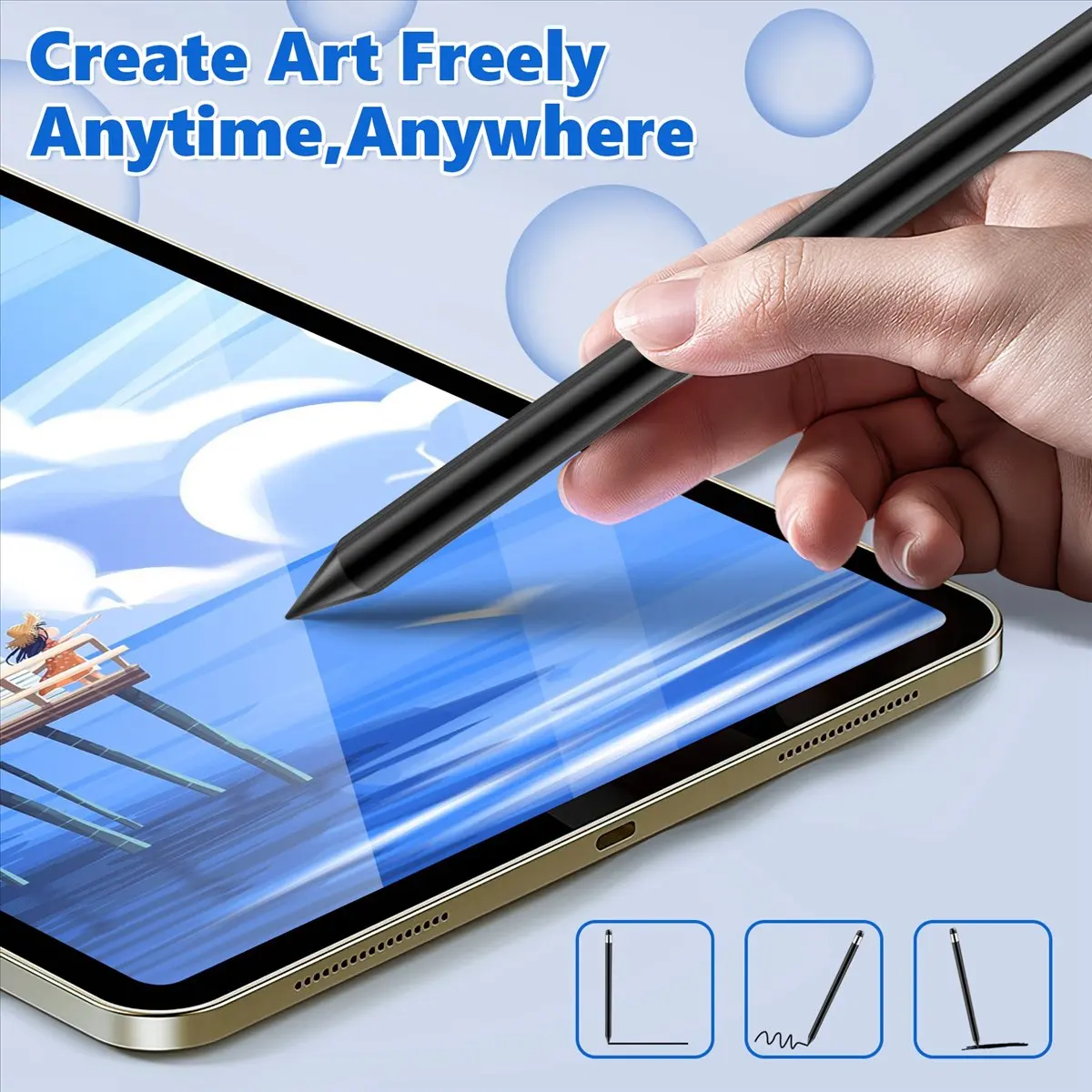 Essential Capacitive Pencil Pen Stylus Screen Stick for Tablet Phone PC - Black - view 2