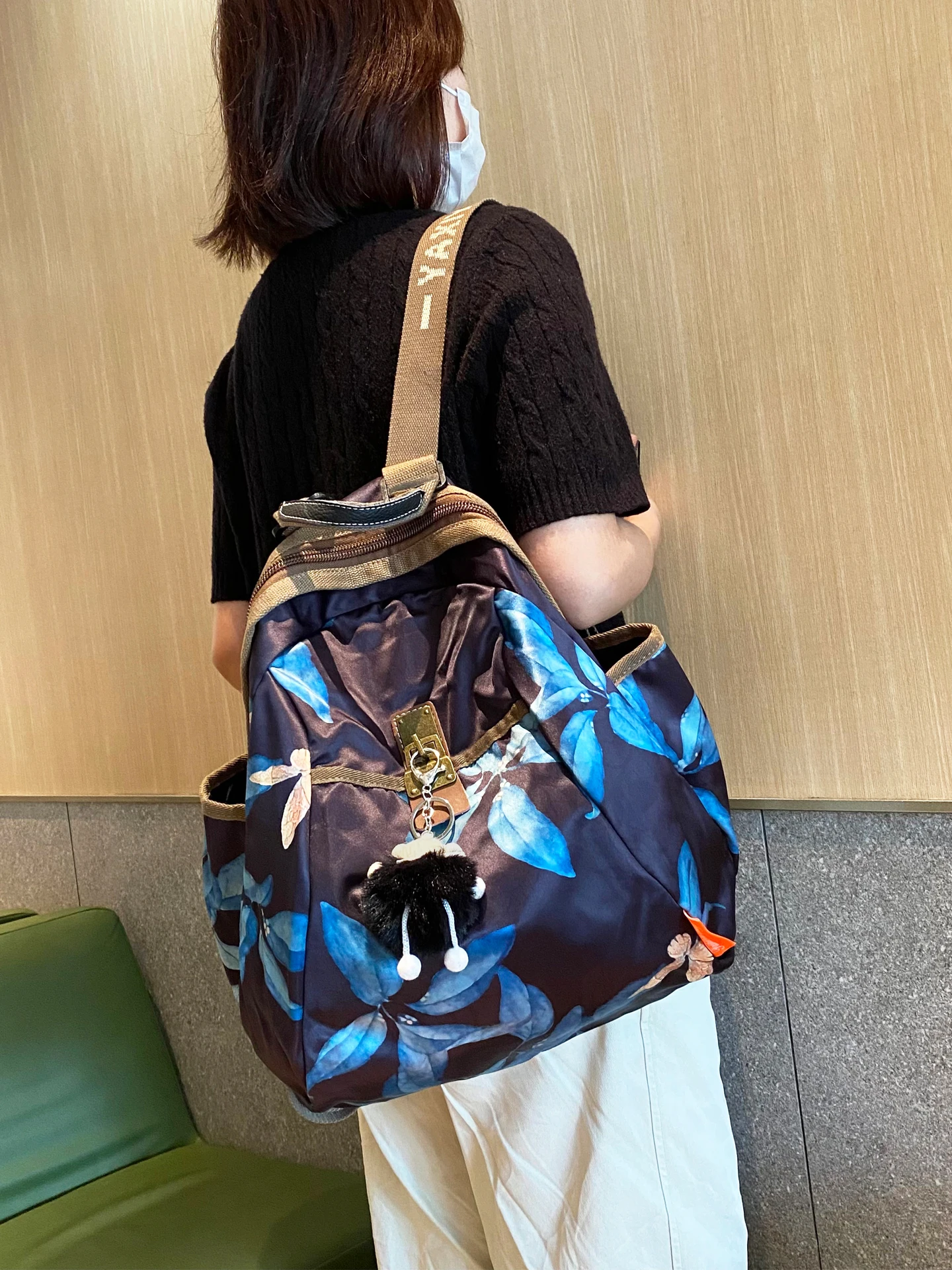 retro-floral-print-oxford-cloth-backpack-ladies-travel-bag-three-way-business-trip-soft-women's-double-shoulder-bag