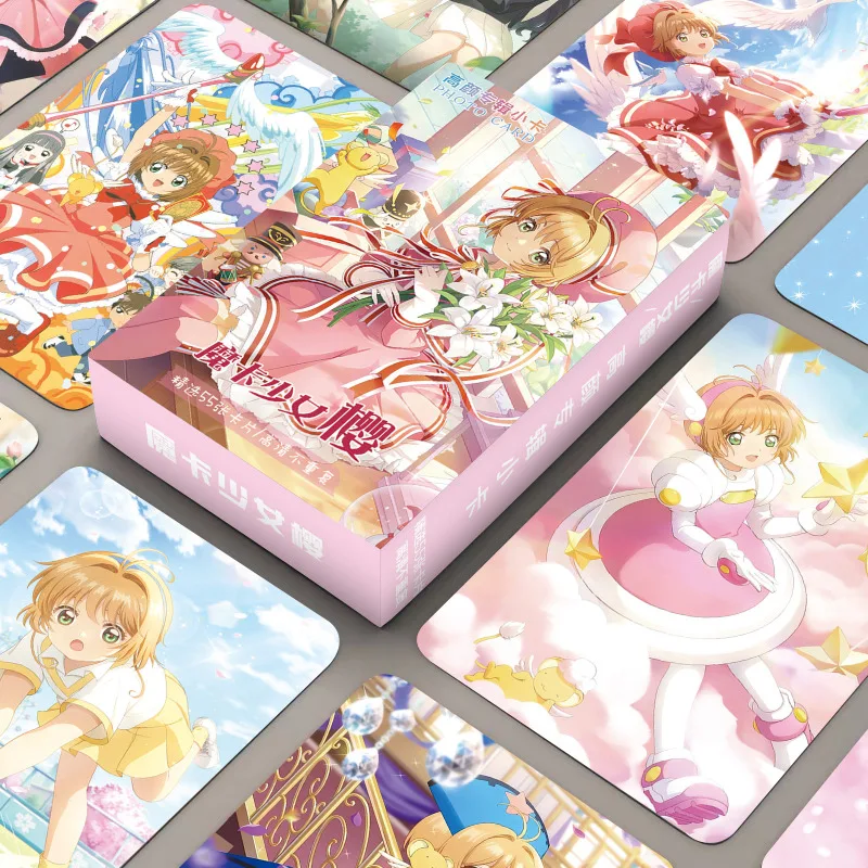 55pcs Cartoon Anime Magical Girl KINOMOTO SAKURA Cards Small Card Surrounding 3-inch Box LI SYAORAN LOMO Card Bookmark Souvenirs