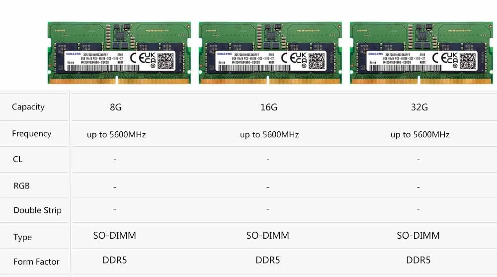 Samsung notebook ddr5 ram 8gb 16gb 32gb ram 4800mhz 5600mhz so dimm 260pin dell lenovo asus hp memory stick für laptop computer