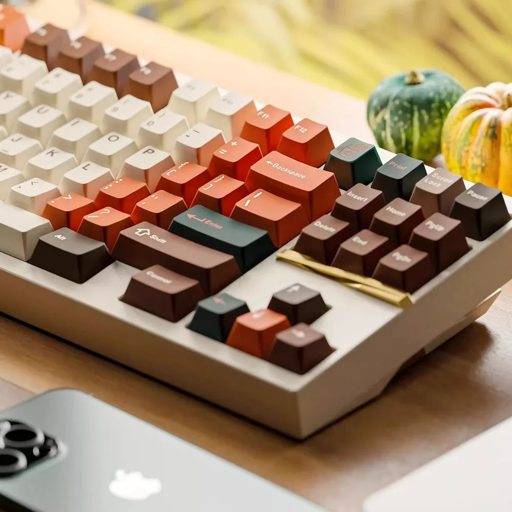 Pumpkin Spiced Latte Theme Keycaps 150 Keys Cherry Profile ABS Custom MX Keycap for Mechanical Gaming Keyboard Accessories Gift