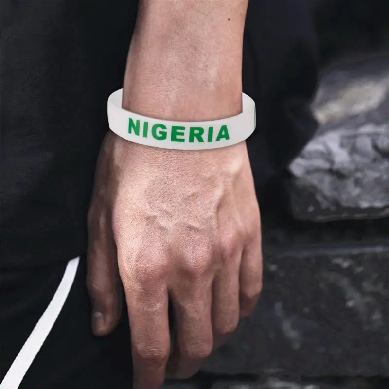 2pcs Nigeria Flag Silicone Bracelets Sports Game Wristbands Nigerian Wrist Strap for Men Women Rubber Band Fashion Accessories