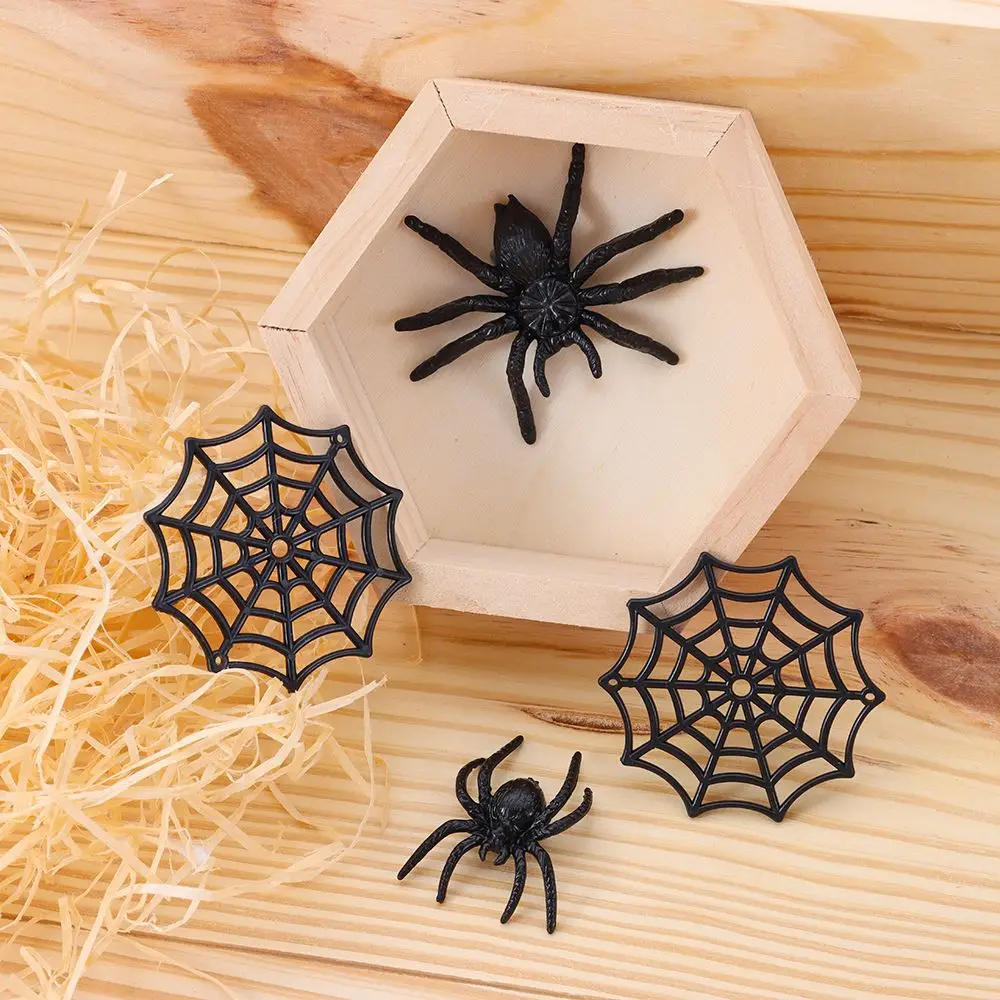 20Pcs/Pack Black Spider Web Novelty  Plastic Fake Spider Decorative Spiders Haunted House Prop Prank