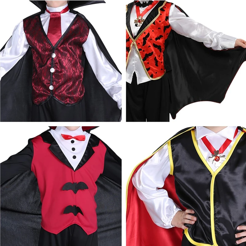 Vampire Dracula Cosplay Dress Up Kostuums Voor 5-10 jaar oude Jongen Halloween Vampire Cape Kinderen Rollenspel Carnaval Party kleding