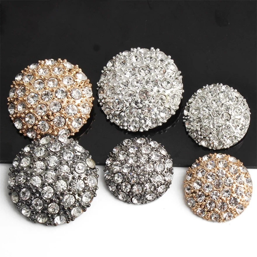 Alloy Shiny Rhinestone Crystal Clothing Buttons DIY Needlework Handmade Accessories Metal Sewing Button Shirt Holiday Decoration