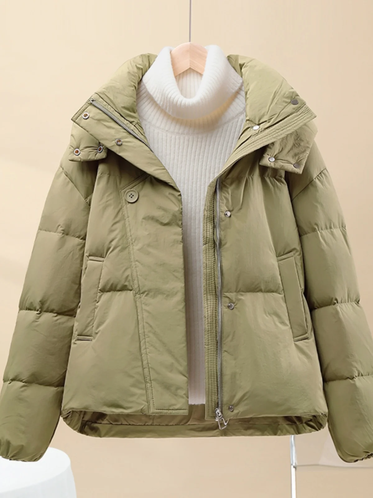 

Модная короткая утепленная куртка-пуховик для женщин, утолщенное хлопковое пальто с капюшоном в корейском стиле, прямого кроя, повседневное.