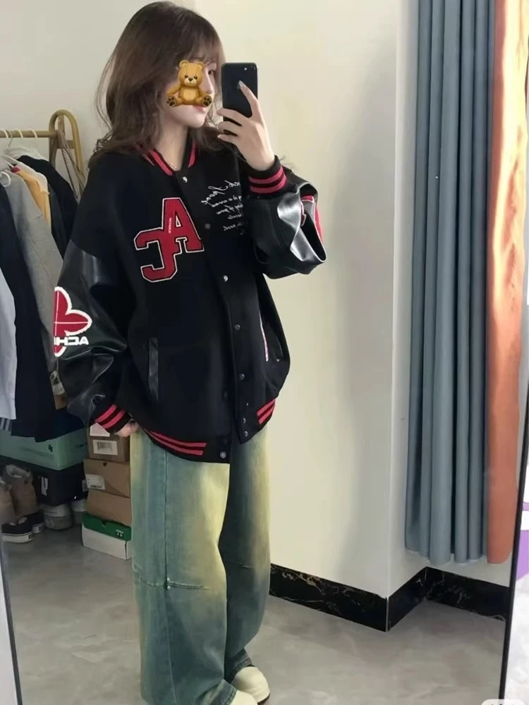 

plus Size Baseball Jaet for Women 300 Pou American Retro Color Blo Pilot Jaet Couple's Outerwear Cotton Youth Faion