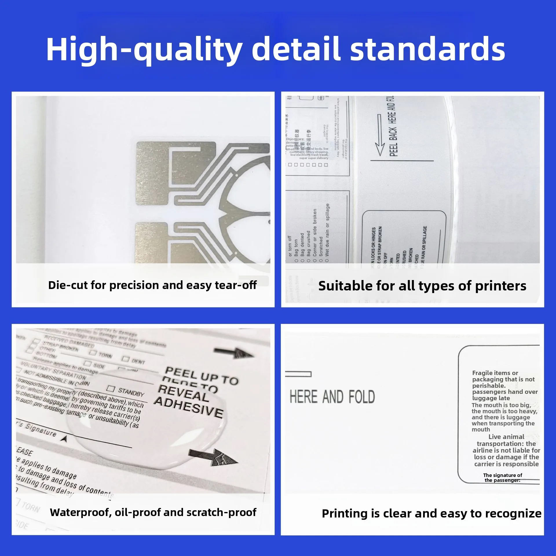 Manufacturer-supplied Thermal Adhesive Airline Baggage Tags Color Custom Luggage Labels Boarding Pass Printing (54mm X 550mm) - Detail 1