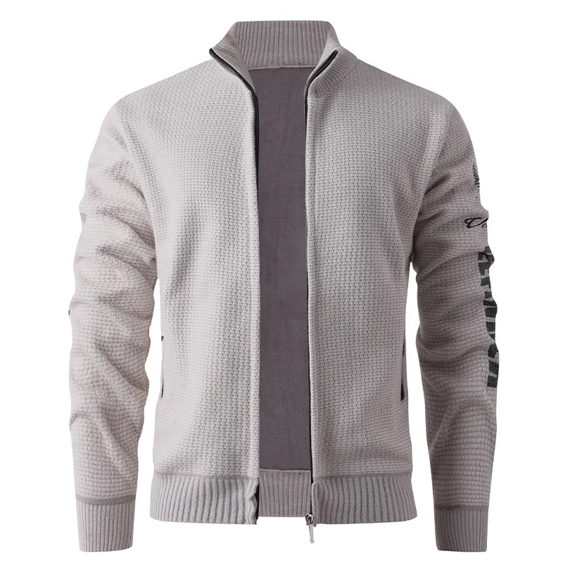 

Men's Knitted Cardigan Sweater Stand Collar Fce Lined Thi Casual Faion Outerwear Spring Autumn Straight Cut Basic Sle