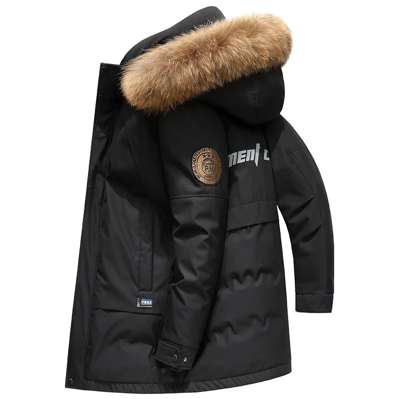 

Men's down Jacket Winter Thickened Outdoor Coat Middle-Length Fur Collar Warm Long Sleeve by I.T Brand New Style